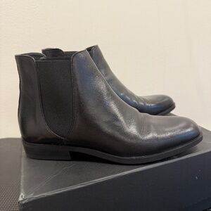 Zara black leather boots size 38 Only worn once!  Amazing long lasting quality